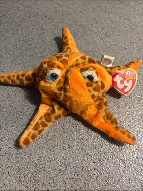 Beanie Baby Orange Spotted Starfish Plush